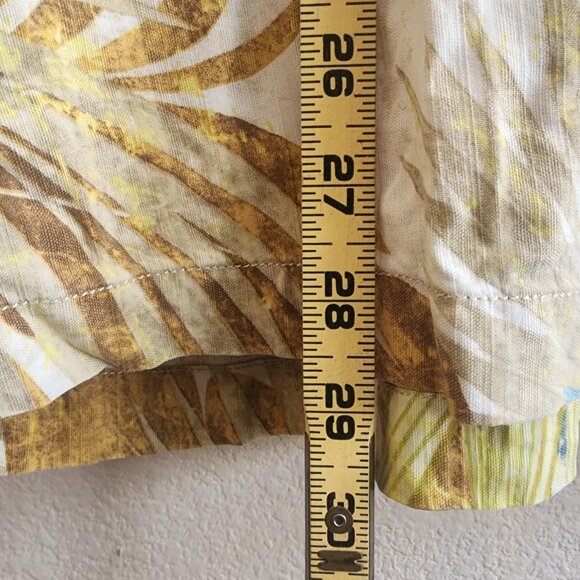 Tommy Bahama Shirt Mens Large Silk Brown Blue Yellow Floral Hawaiian Button Up - Picture 9 of 10